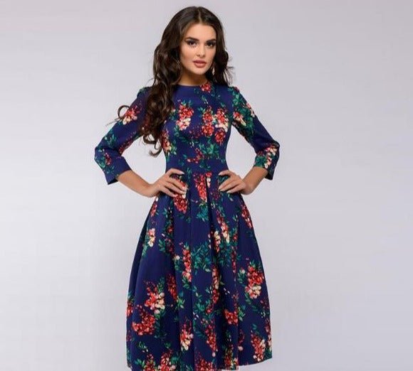 Vestido Mujer Estampado Floral Corte Recto