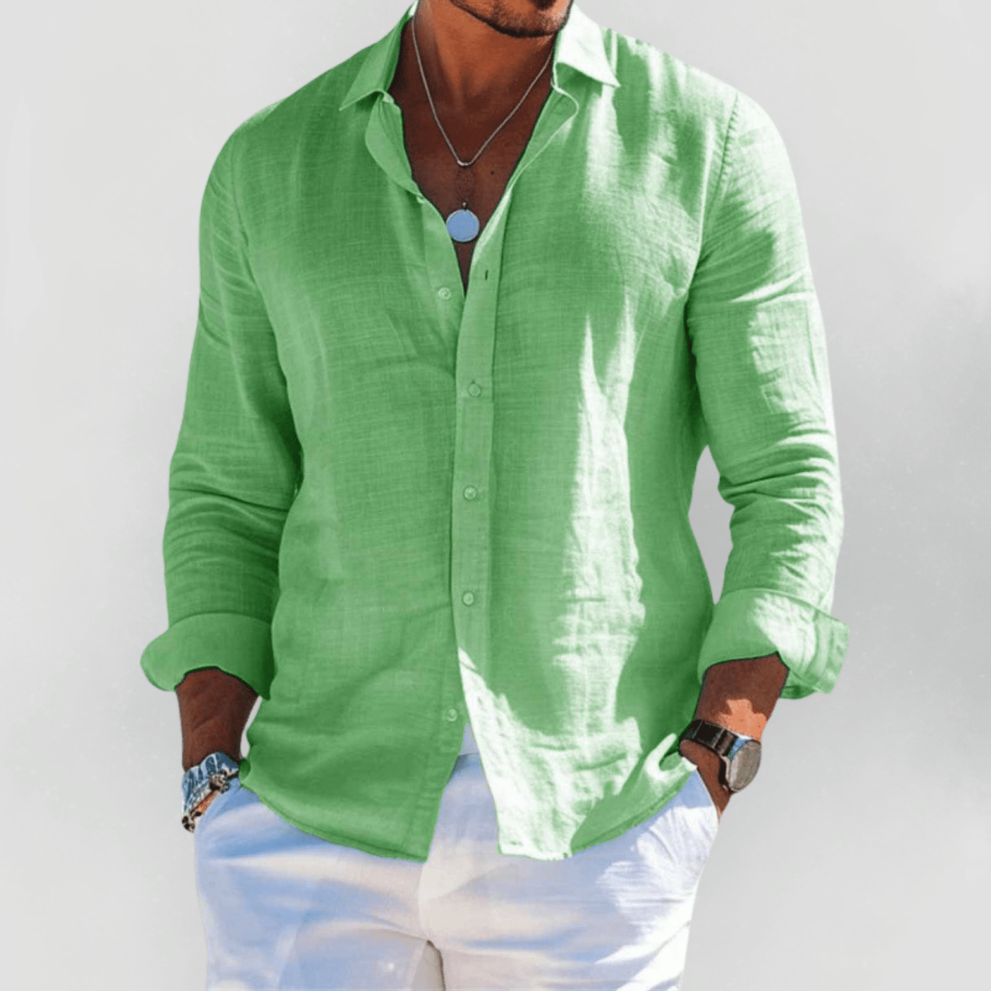 Camisa Hombre Verano Algodón Manga Corta