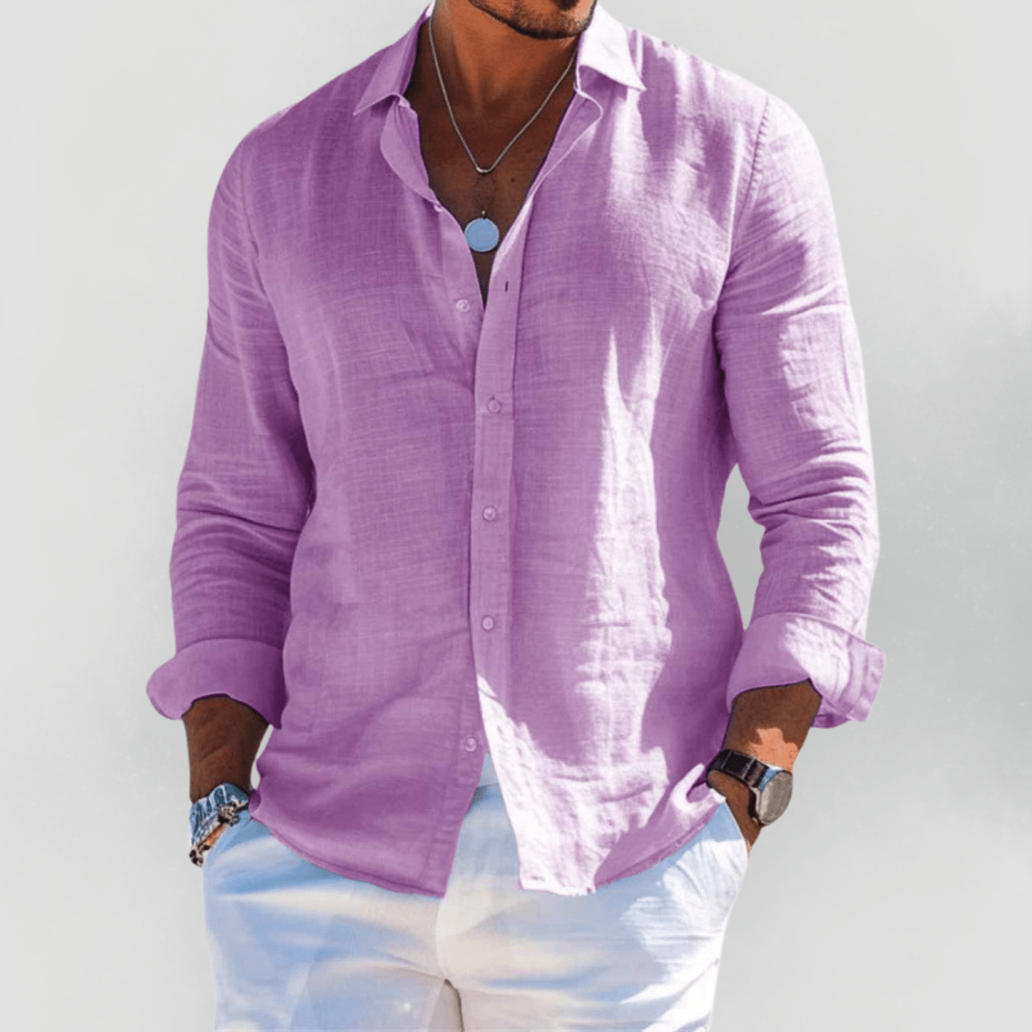 Camisa Hombre Verano Algodón Manga Corta