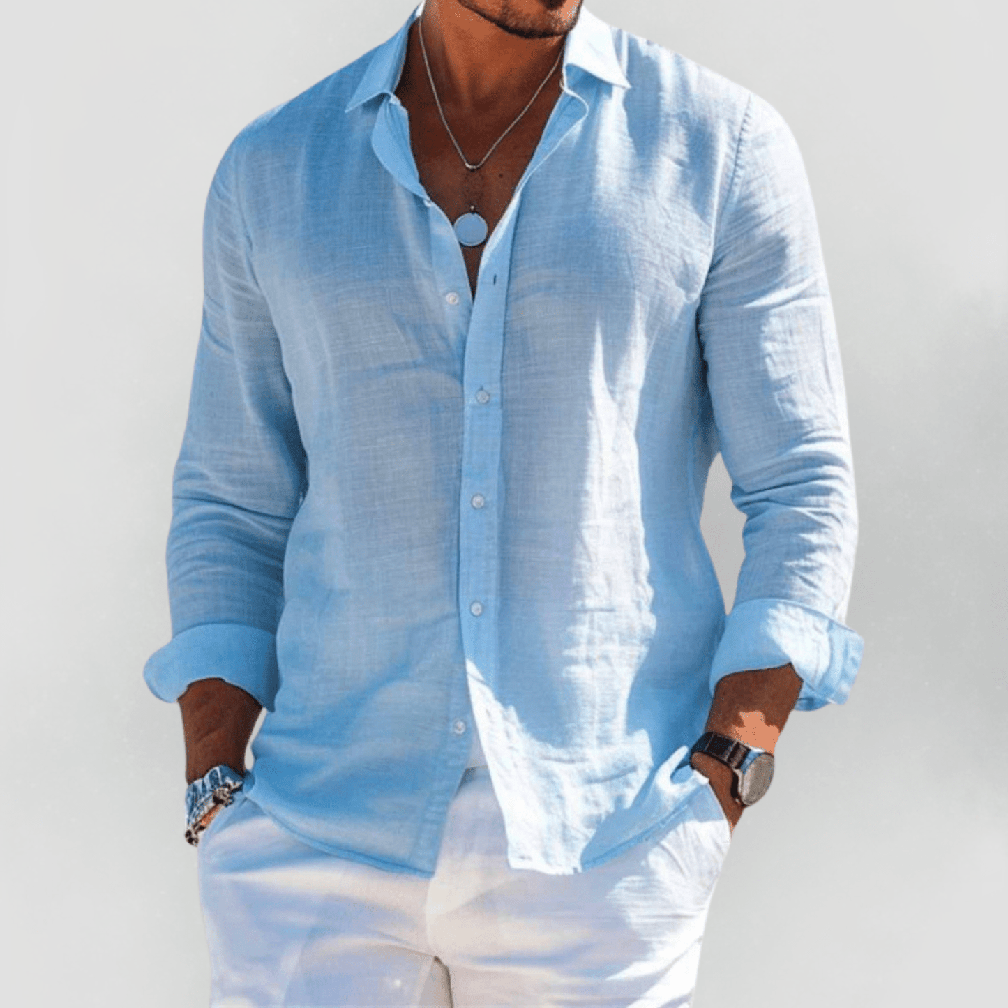 Camisa Hombre Verano Algodón Manga Corta