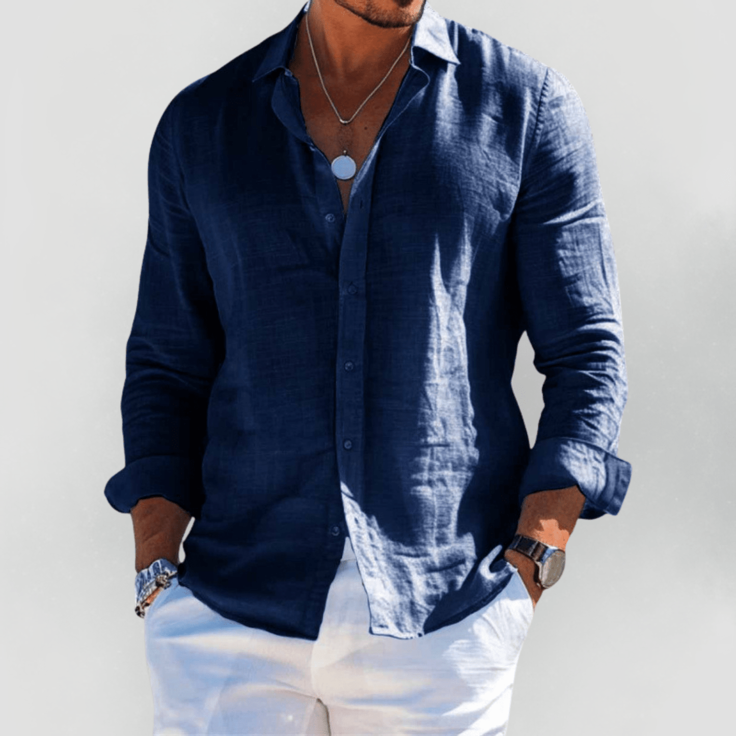 Camisa Hombre Verano Algodón Manga Corta