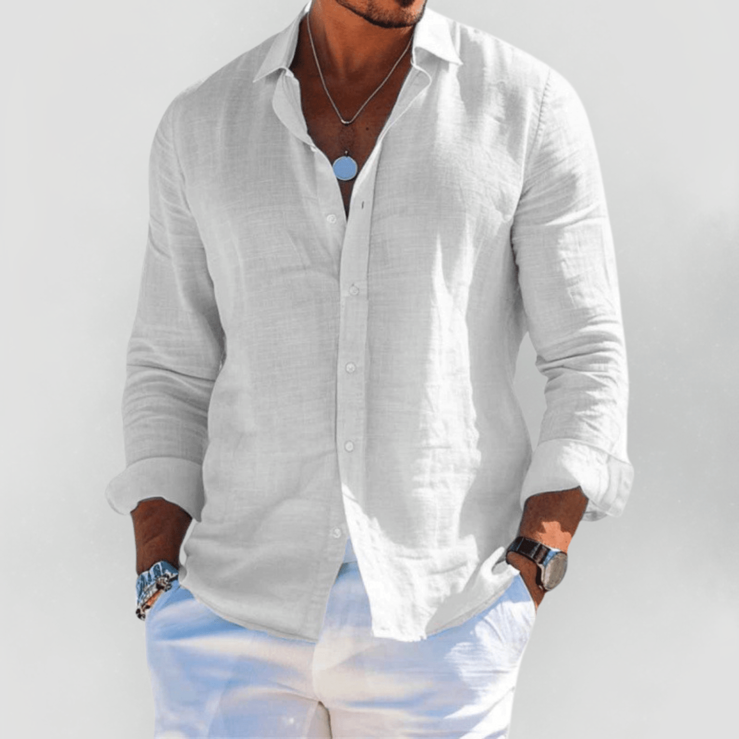 Camisa Hombre Verano Algodón Manga Corta