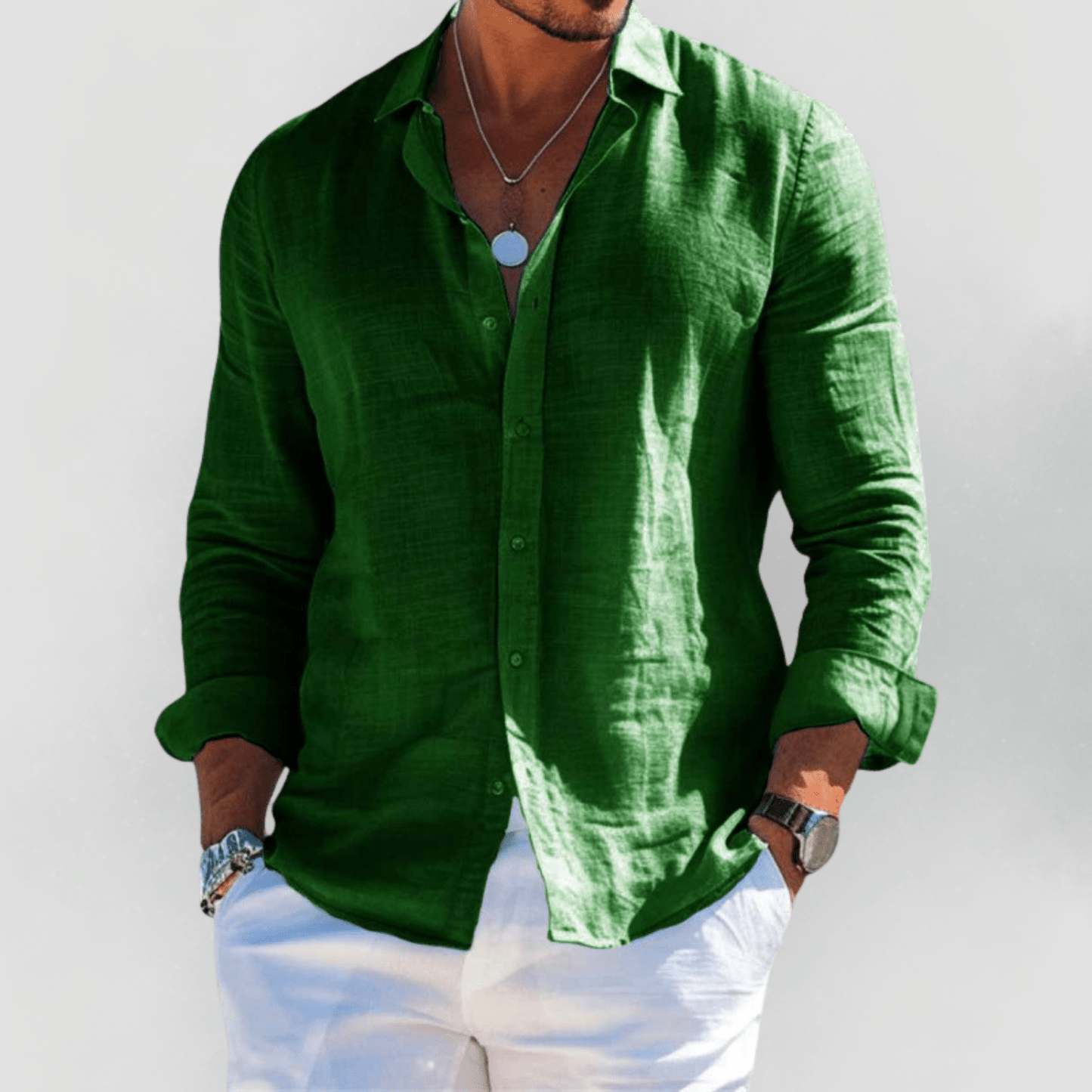 Camisa Hombre Verano Algodón Manga Corta