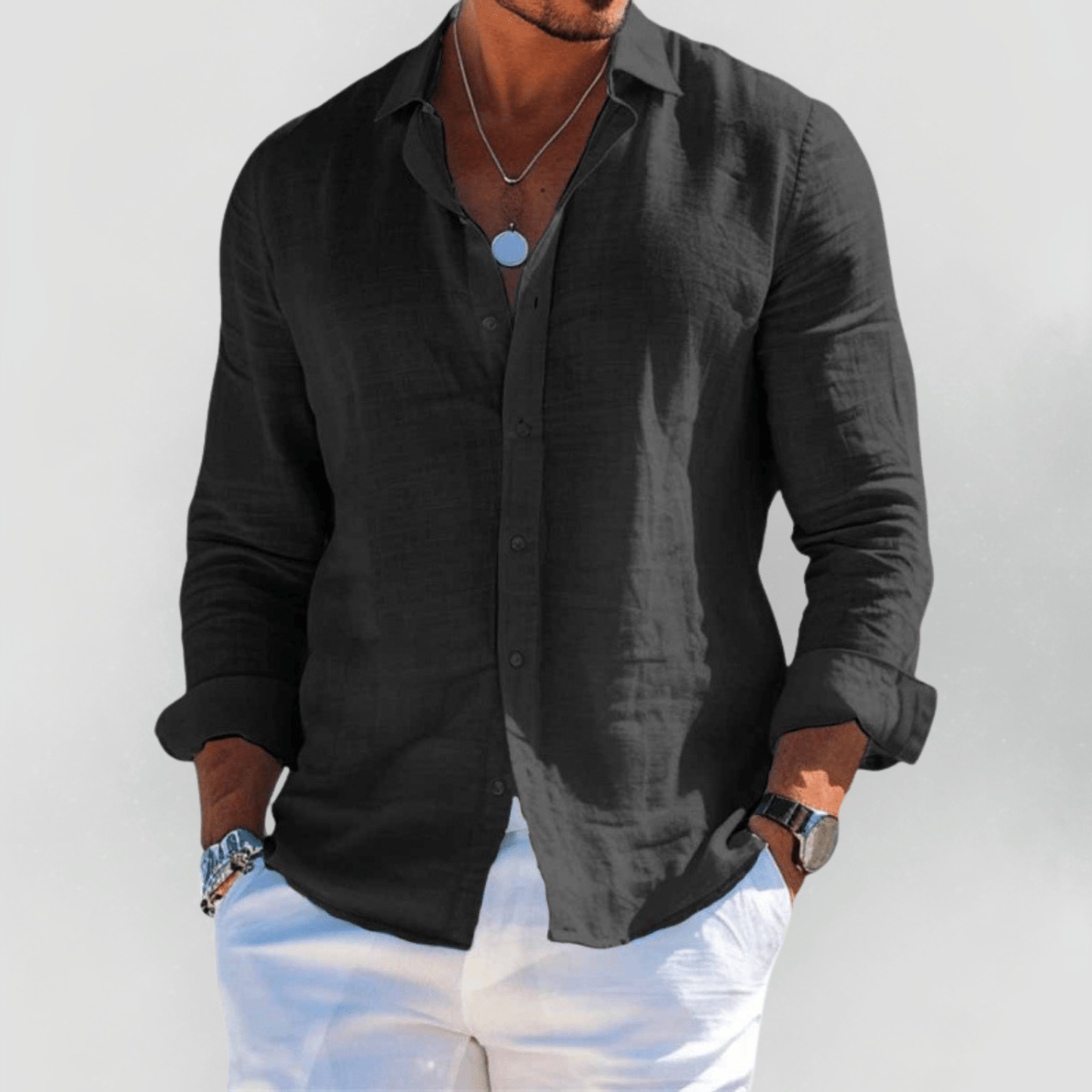 Camisa Hombre Verano Algodón Manga Corta
