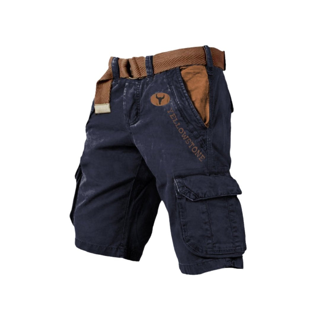Bermudas Cargo Hombre Algodón Multibolsillos Cinturón Incluido
