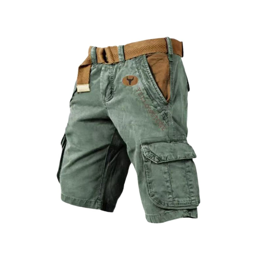 Bermudas Cargo Hombre Algodón Multibolsillos Cinturón Incluido
