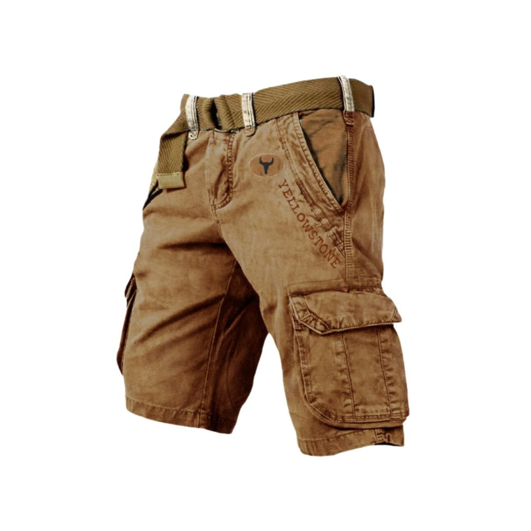 Bermudas Cargo Hombre Algodón Multibolsillos Cinturón Incluido