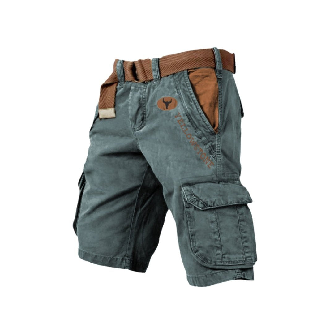 Bermudas Cargo Hombre Algodón Multibolsillos Cinturón Incluido