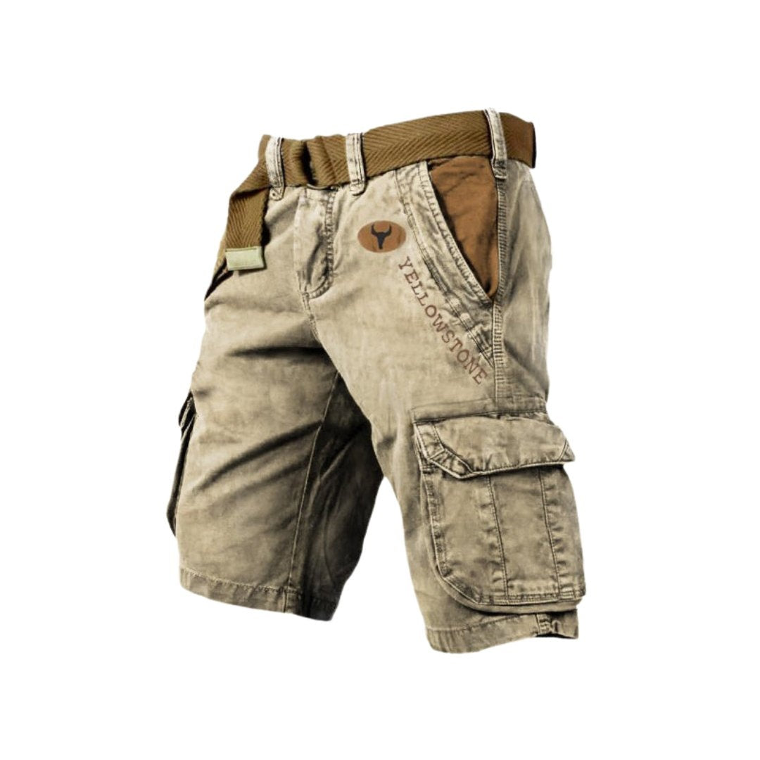 Bermudas Cargo Hombre Algodón Multibolsillos Cinturón Incluido