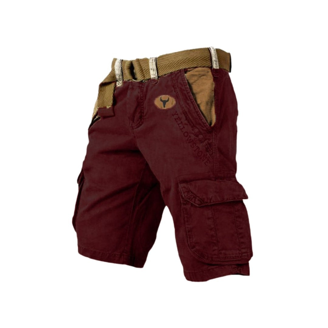 Bermudas Cargo Hombre Algodón Multibolsillos Cinturón Incluido
