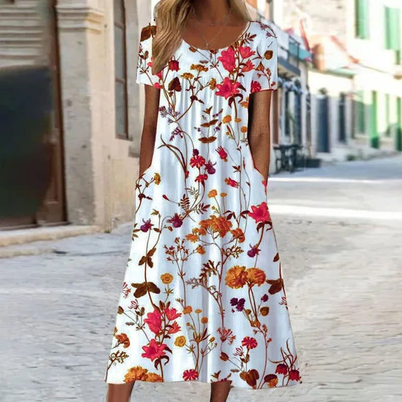 Vestido verano mujer con manga corta y estampado floral