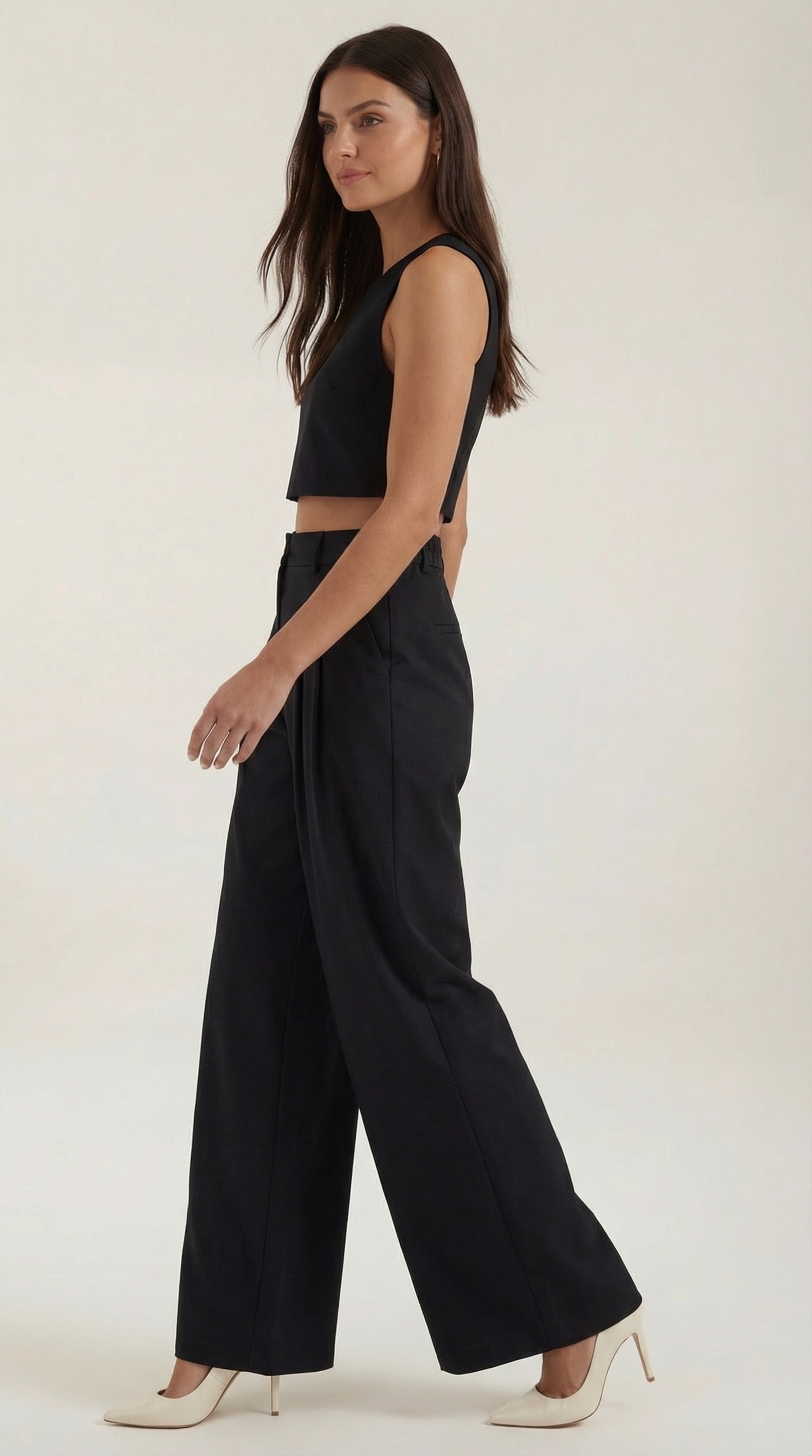 Conjunto Mujer Corto Sin Mangas y Pantalones Pernera Ancha