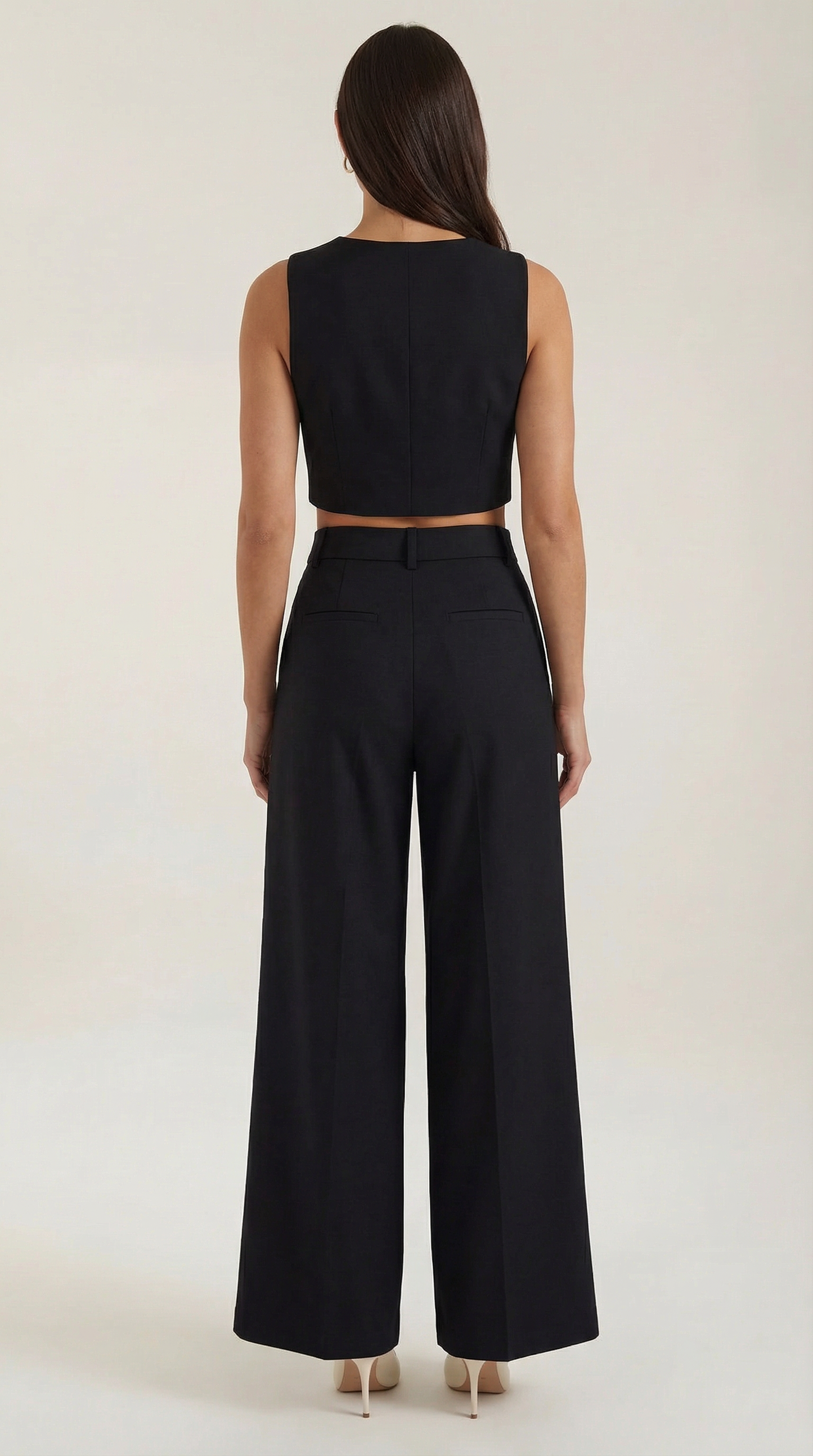 Conjunto Mujer Corto Sin Mangas y Pantalones Pernera Ancha