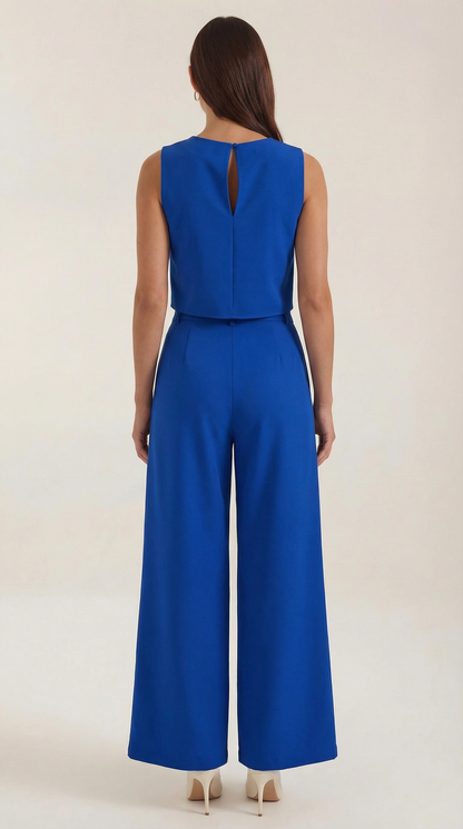 Conjunto Mujer Corto Sin Mangas y Pantalones Pernera Ancha
