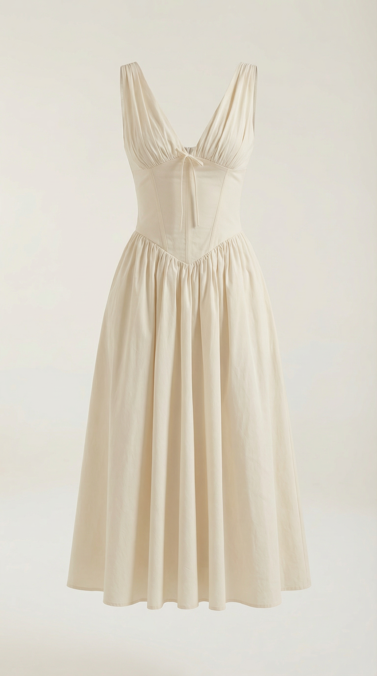 Vestido Midi Mujer Escote en V Cintura Alta Espalda Descubierta