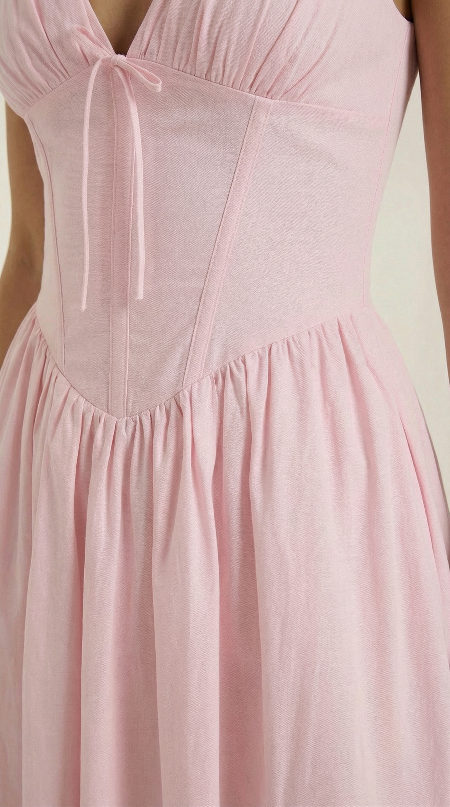 Vestido Midi Mujer Escote en V Cintura Alta Espalda Descubierta