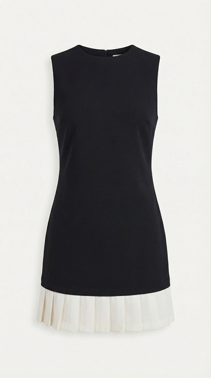 Vestido Mini Mujer de Punto Cuello Redondo Sin Mangas Entallado