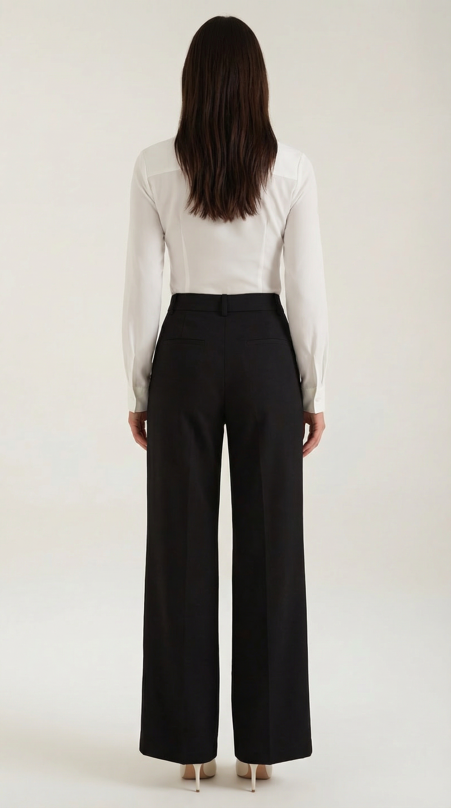 Pantalones Mujer Pierna Ancha Algodón Cintura Alta Pinzas