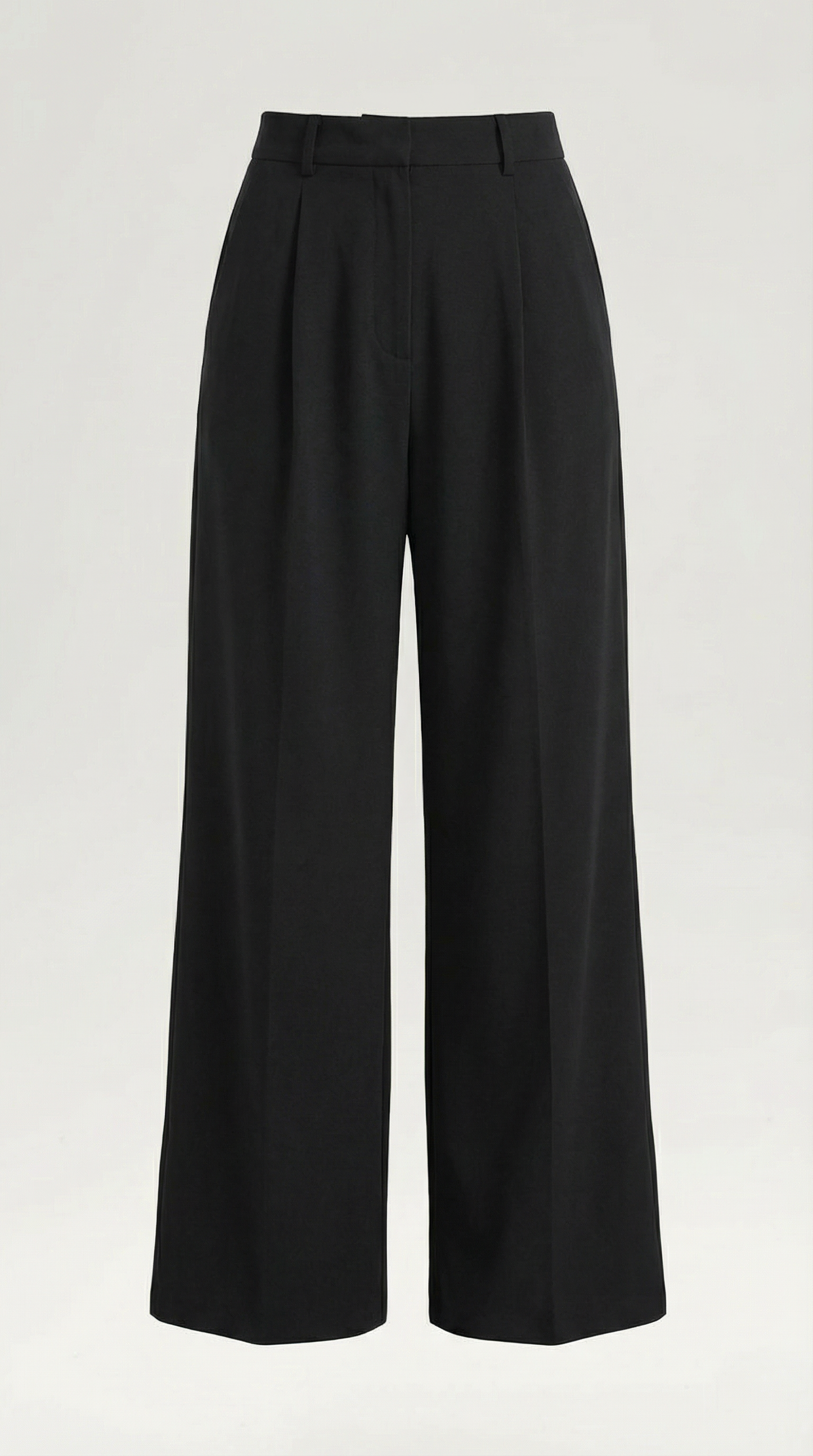 Pantalones Mujer Pierna Ancha Algodón Cintura Alta Pinzas