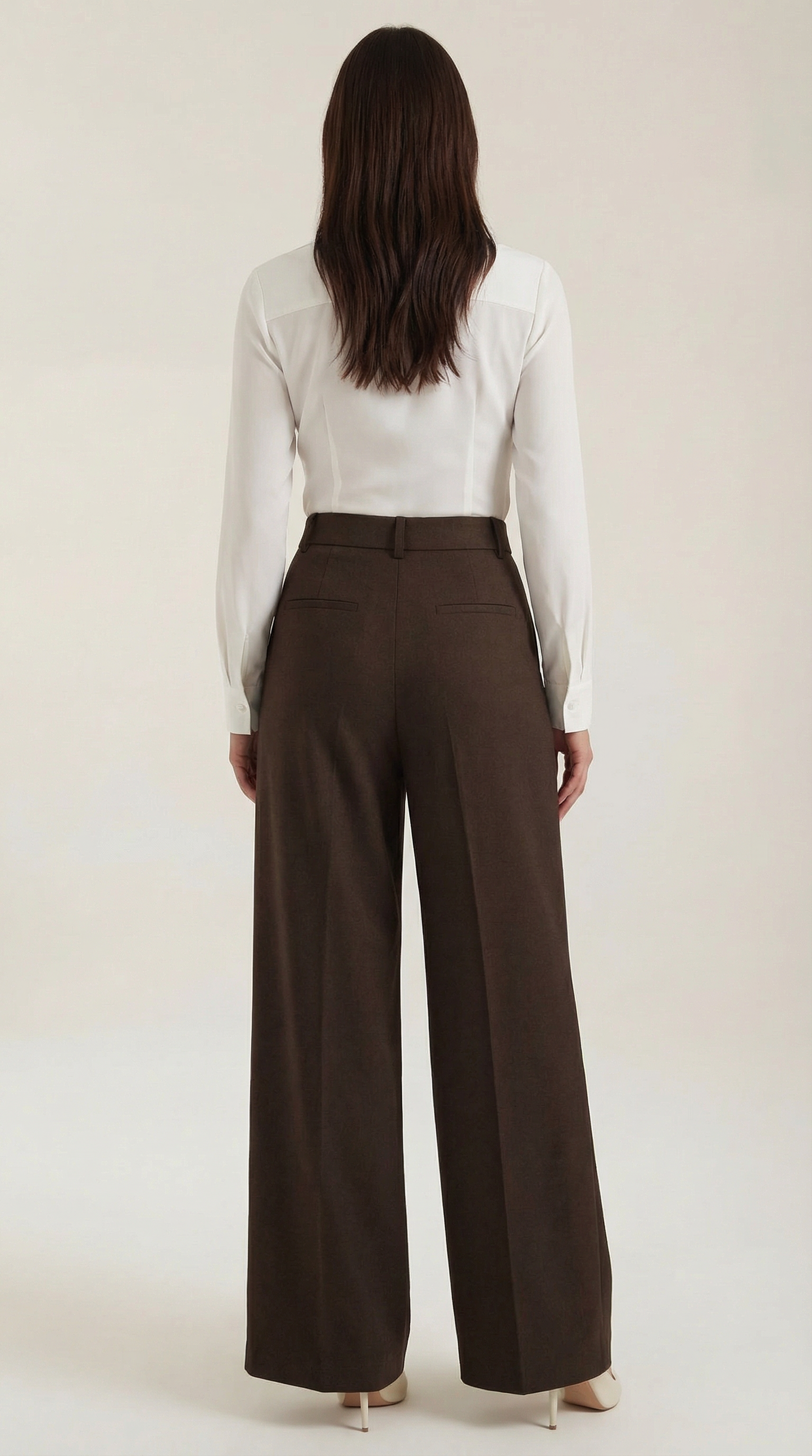 Pantalones Mujer Pierna Ancha Algodón Cintura Alta Pinzas