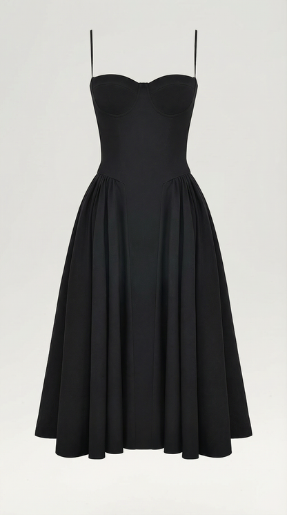 Vestido Midi Mujer Algodón Estilo Corsé Tirantes