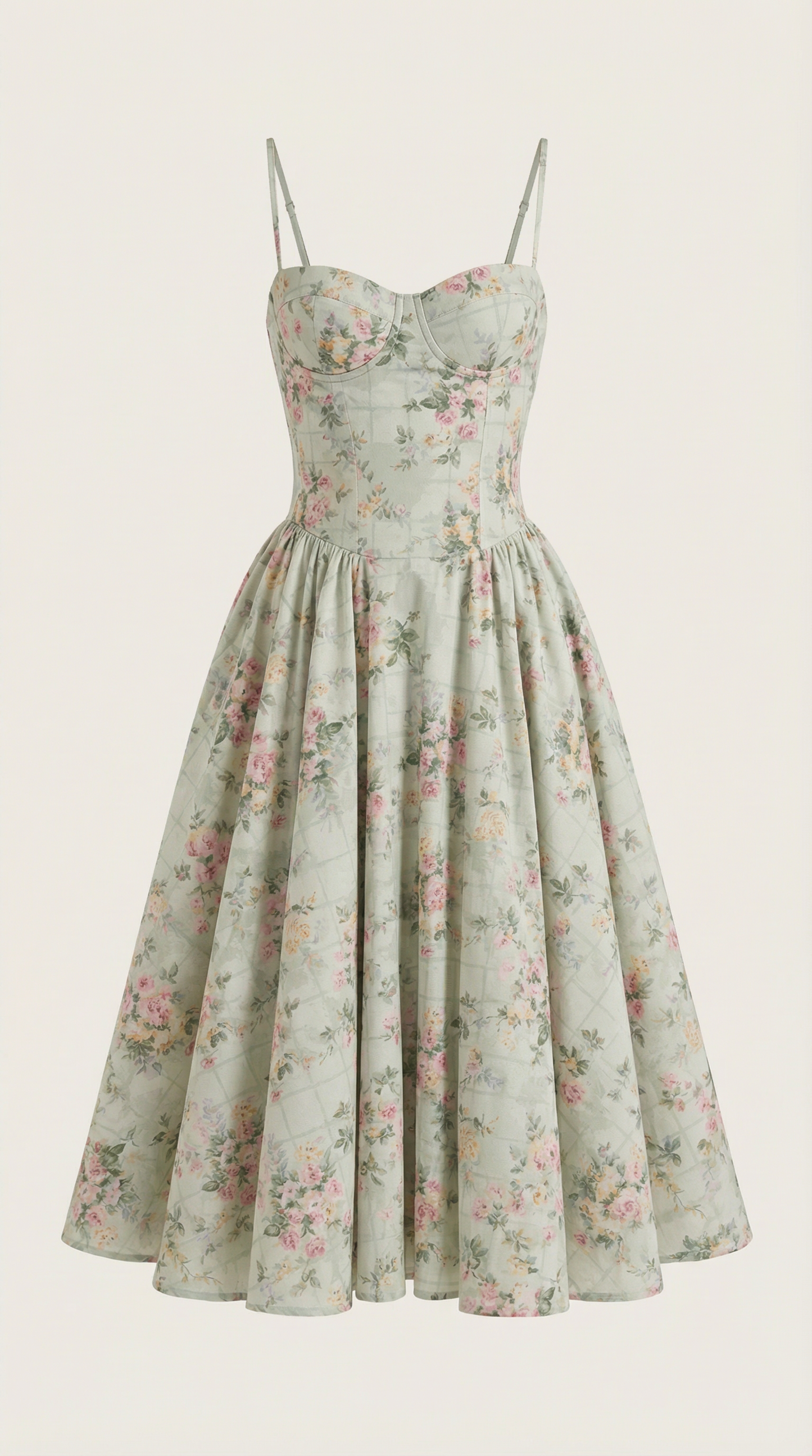 Vestido Midi Mujer Algodón Estilo Corsé Tirantes
