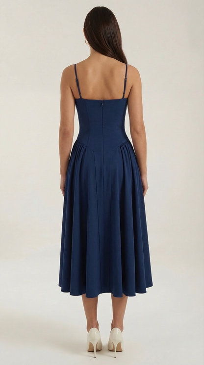 Vestido Midi Mujer Algodón Estilo Corsé Tirantes