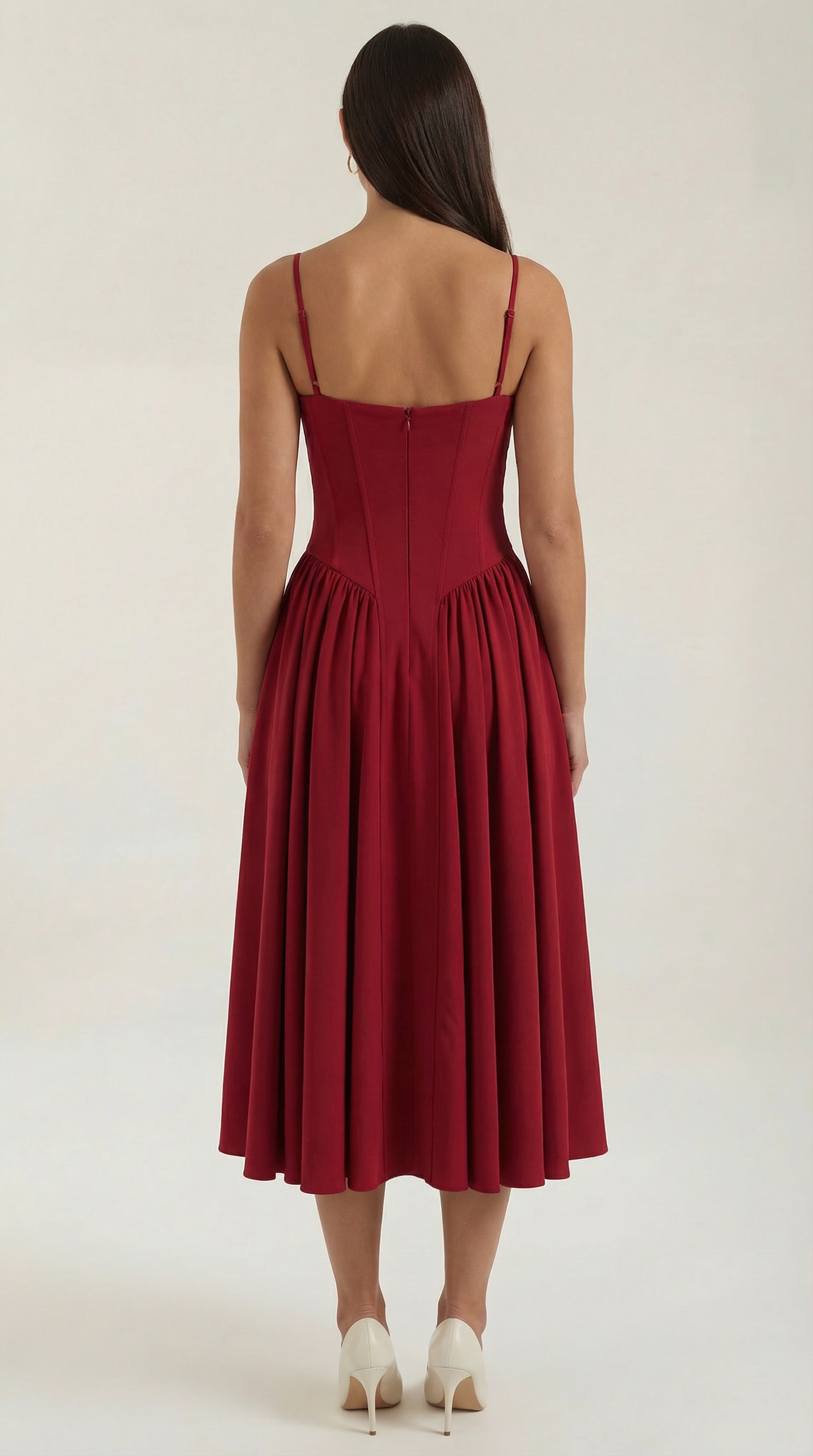 Vestido Midi Mujer Algodón Estilo Corsé Tirantes