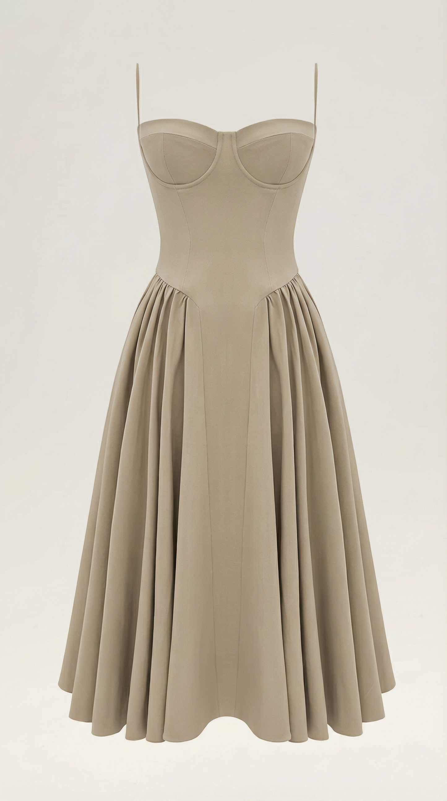 Vestido Midi Mujer Algodón Estilo Corsé Tirantes