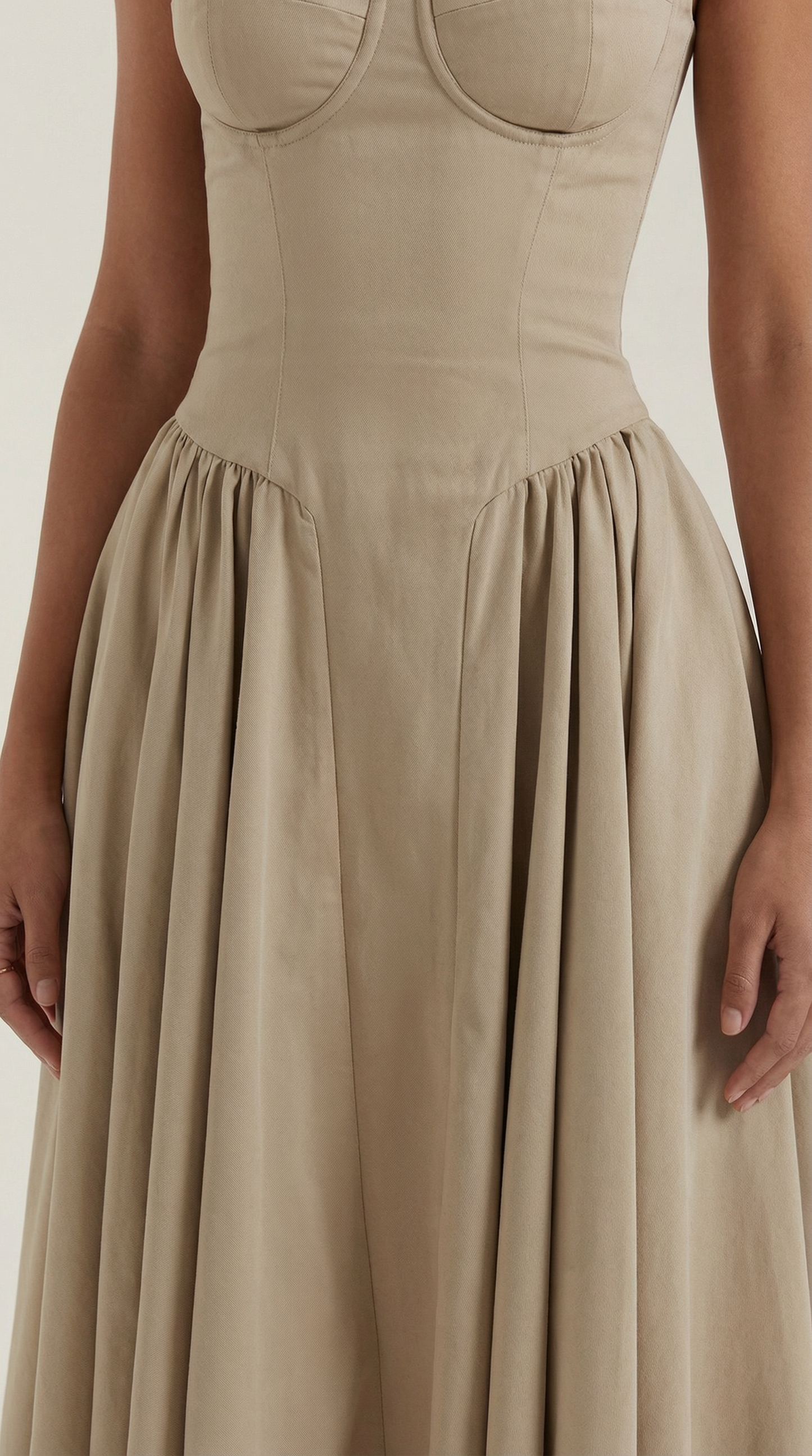 Vestido Midi Mujer Algodón Estilo Corsé Tirantes