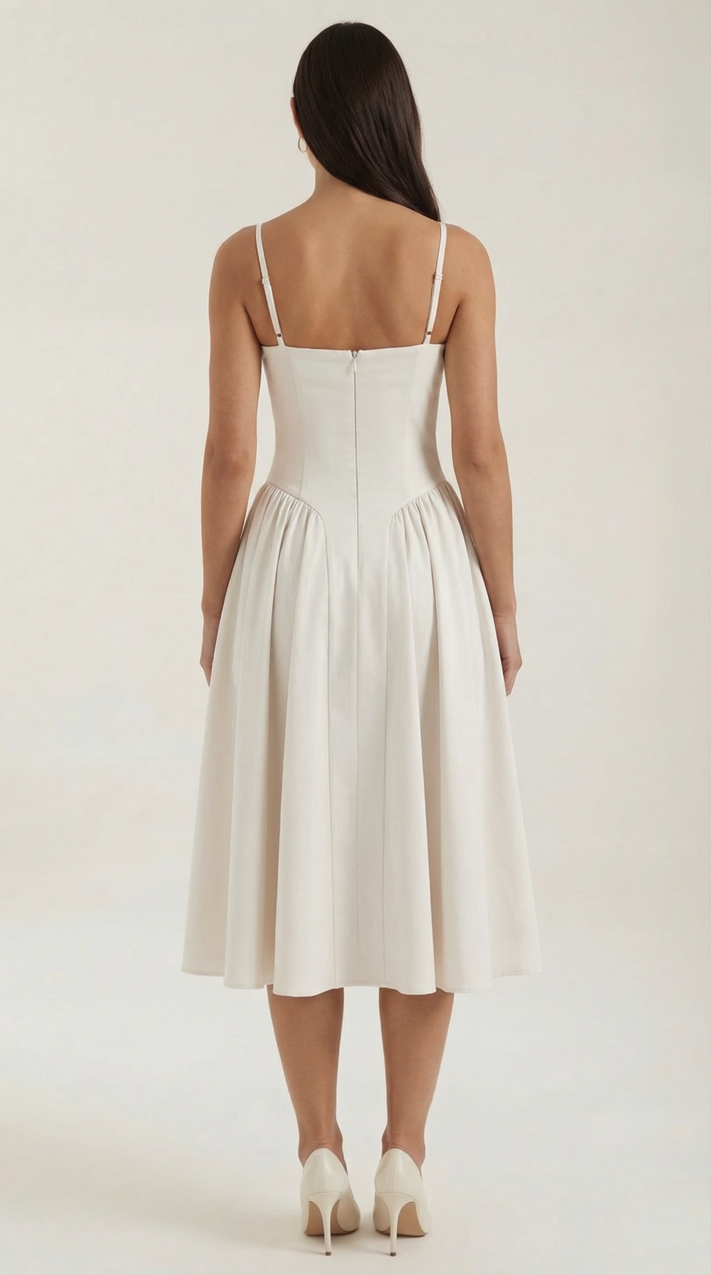Vestido Midi Mujer Algodón Estilo Corsé Tirantes
