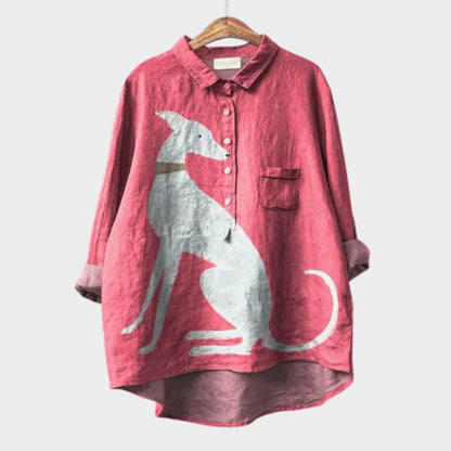 Blusa Mujer de Lino Estampada Corte Oversize
