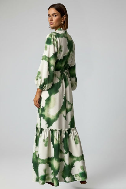 Vestido Largo Mujer Camisero con Volantes Cintura Fruncida
