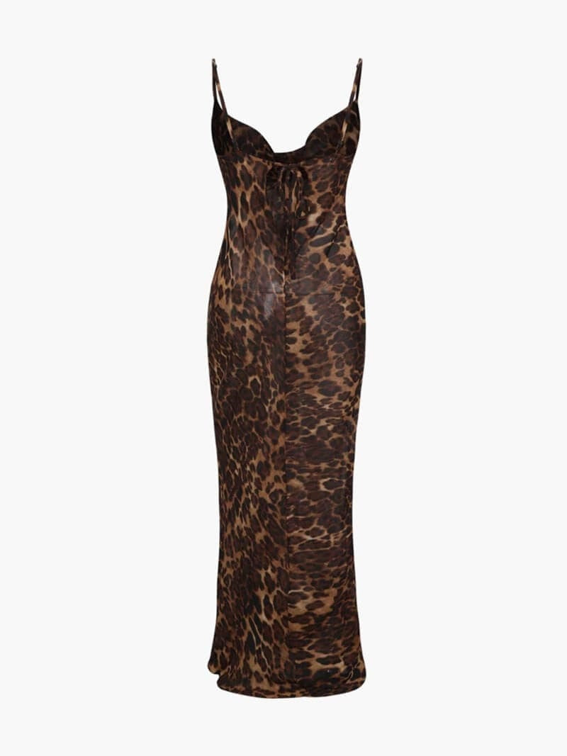 Vestido Largo Mujer Lencero Tirantes Estampado Animal