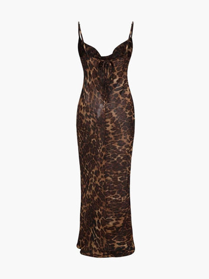 Vestido Largo Mujer Lencero Tirantes Estampado Animal
