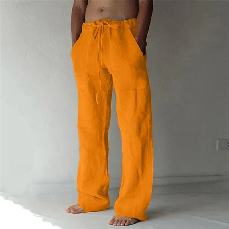 Pantalón hombre de algodón corte amplio cintura elástica