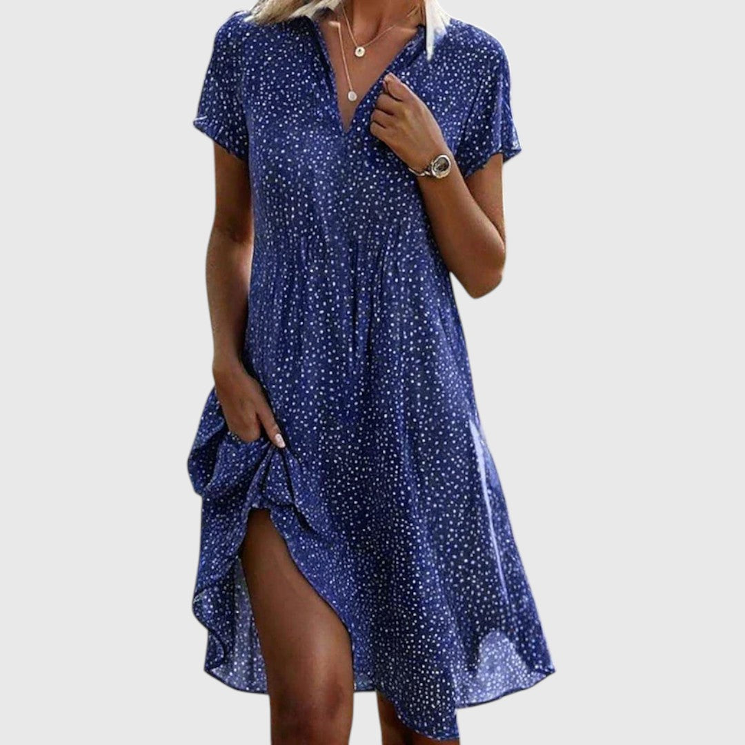 Vestido midi mujer casual cuello en V verano