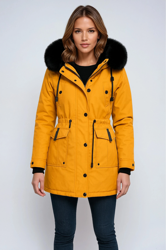 Parka Mujer Invierno con Capucha y Cuello de Pelo Sintético - Mavetta