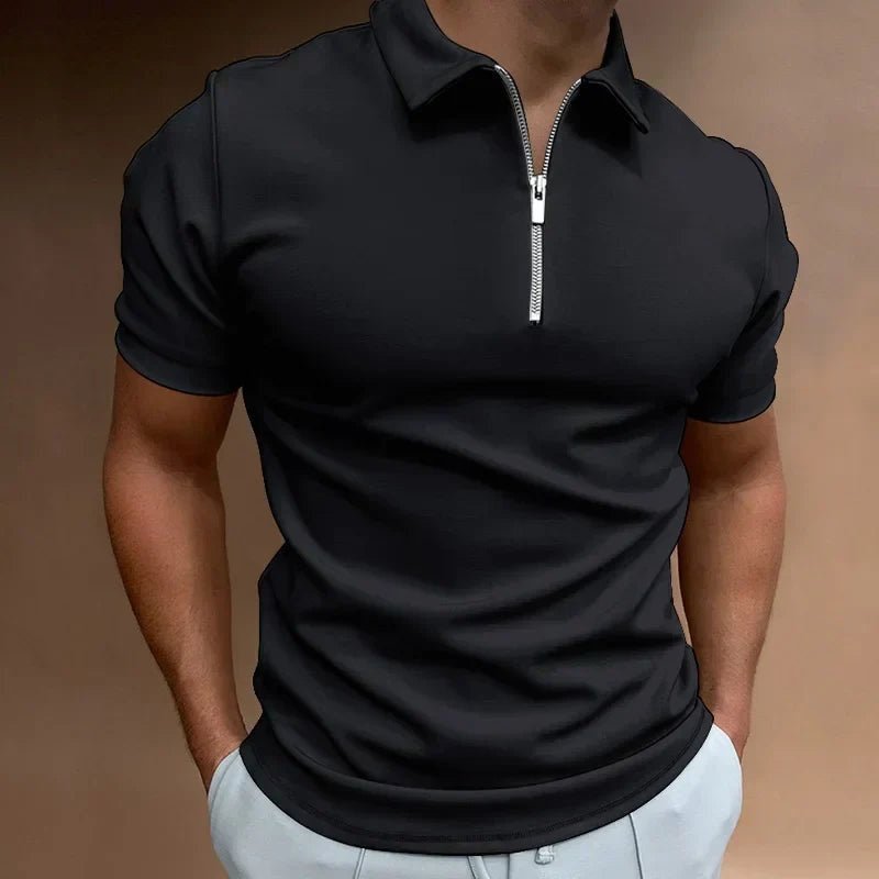 Polo Hombre de Manga Corta con Cremallera