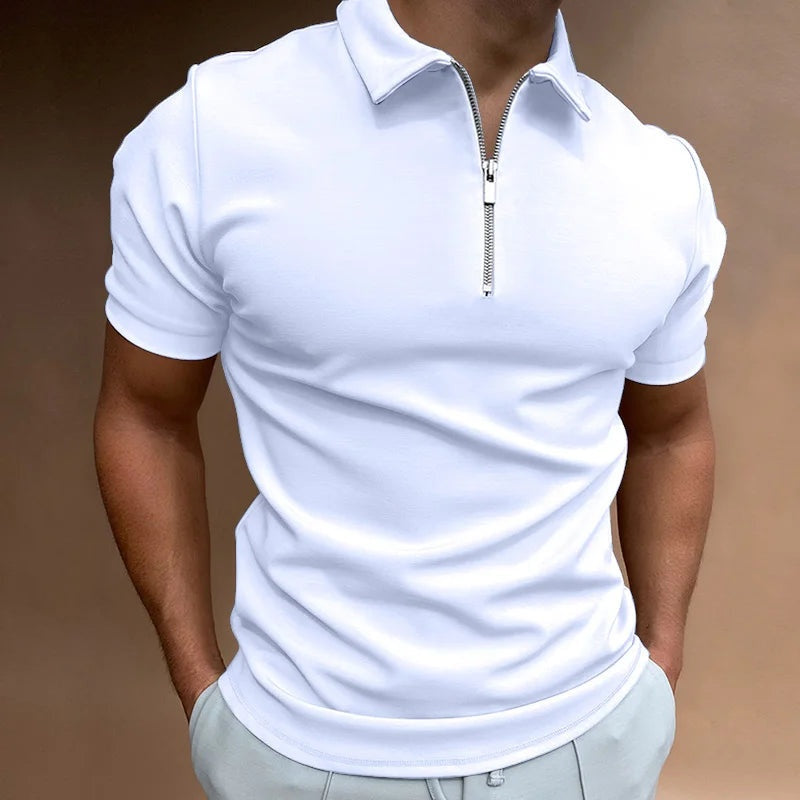 Polo Hombre de Manga Corta con Cremallera