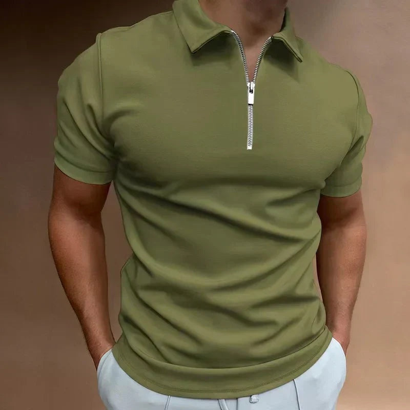 Polo Hombre de Manga Corta con Cremallera