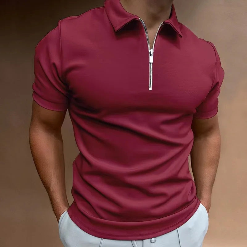 Polo Hombre de Manga Corta con Cremallera