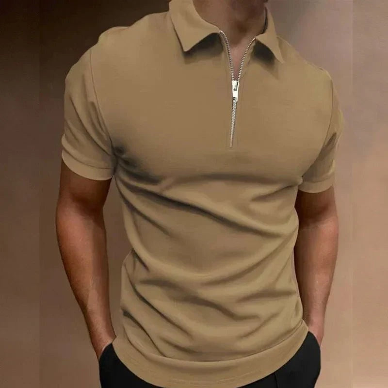 Polo Hombre de Manga Corta con Cremallera