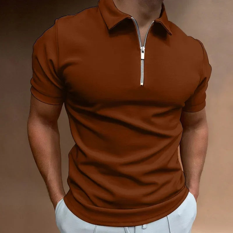 Polo Hombre de Manga Corta con Cremallera