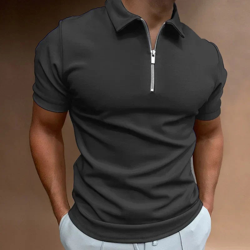 Polo Hombre de Manga Corta con Cremallera
