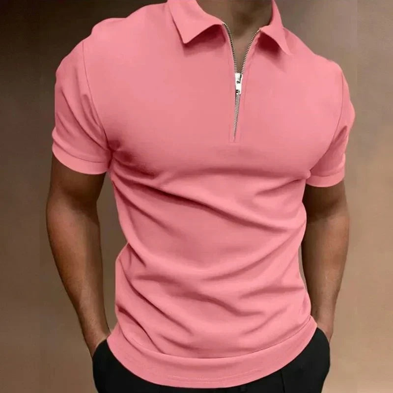 Polo Hombre de Manga Corta con Cremallera