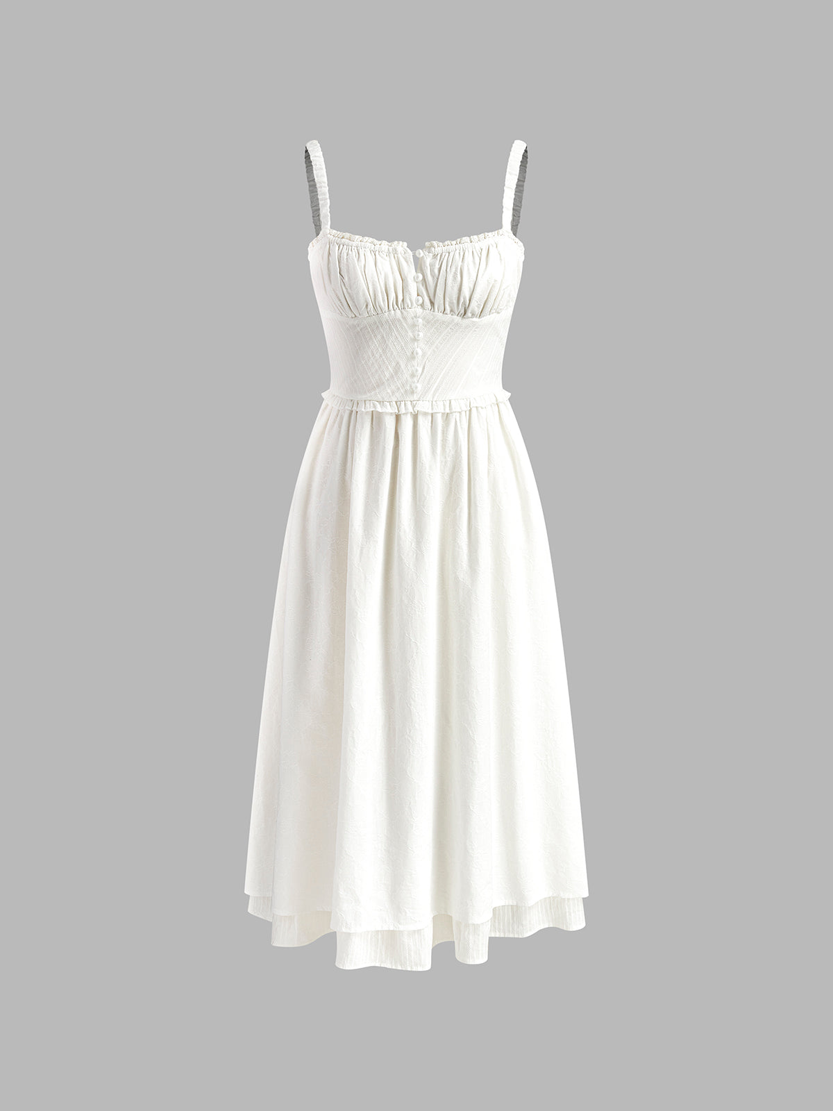 Vestido midi mujer con tirantes finos y volantes
