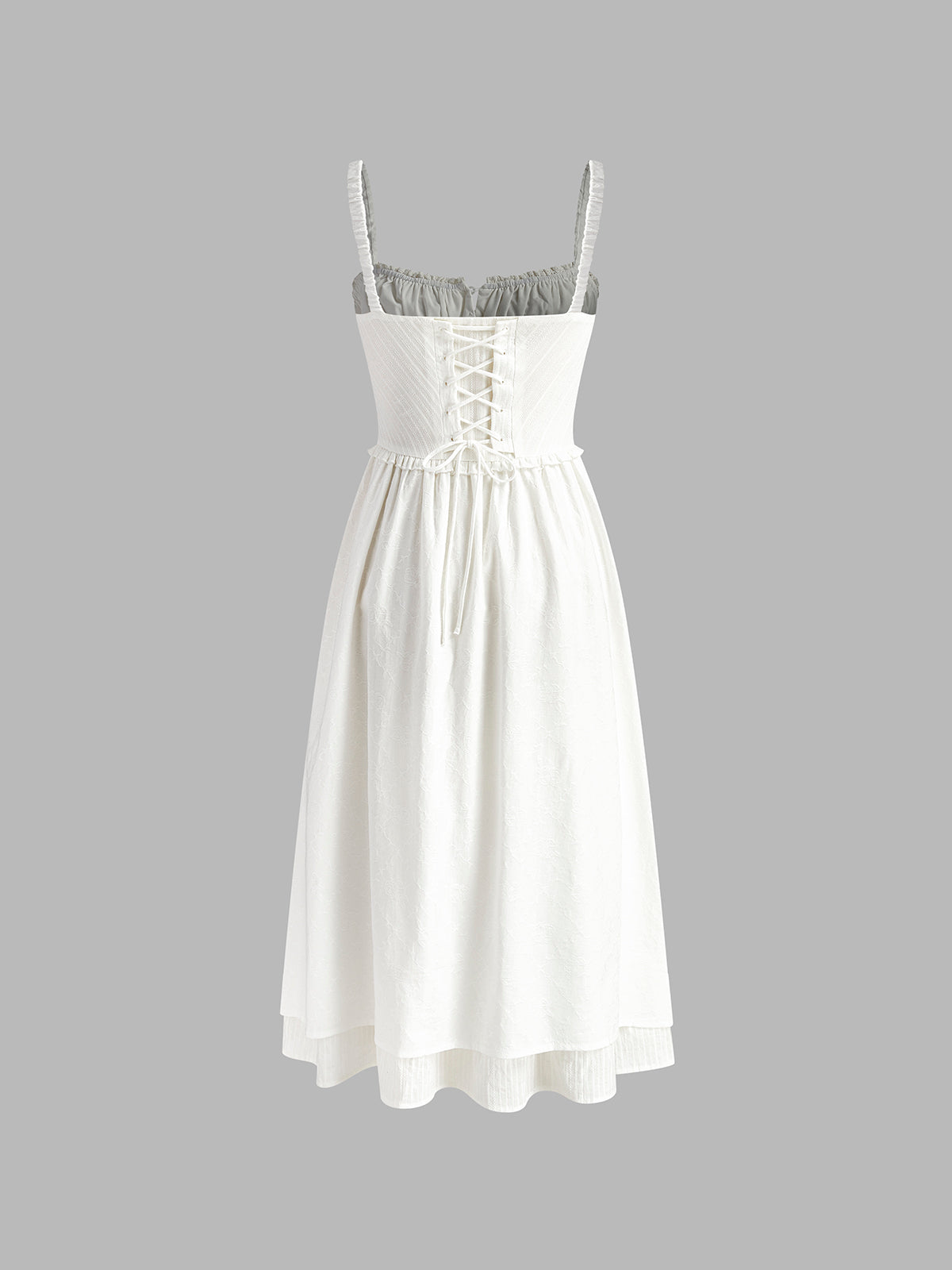 Vestido midi mujer con tirantes finos y volantes