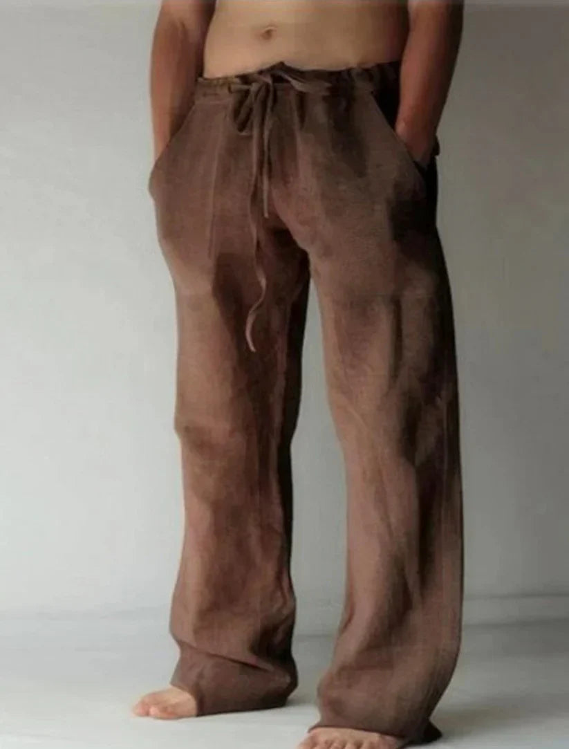 Pantalón hombre de algodón corte amplio cintura elástica
