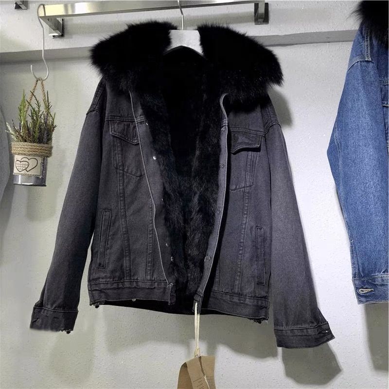 Chaqueta Vaquera Mujer con Forro de Piel Estilo Clásico